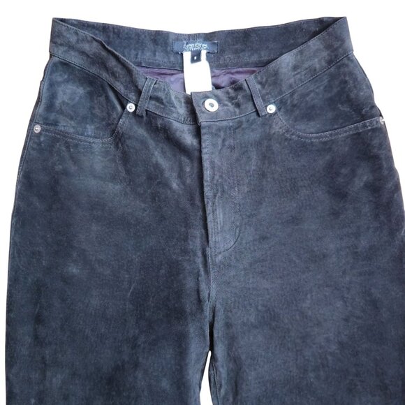 Y2K Karen Kane Lifestyle Womens High Rise Suede Leather Pants Size 8 Black Lined - Picture 2 of 11